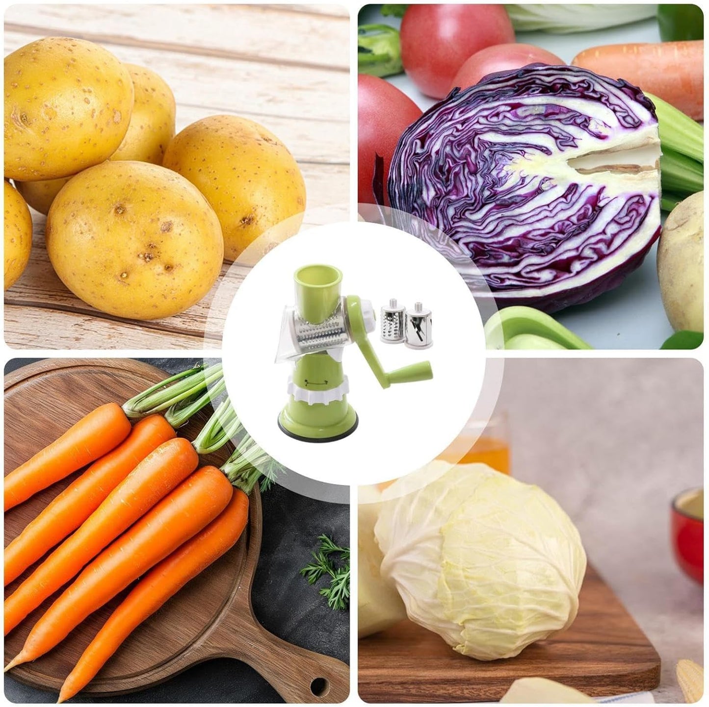 Vegetable Slicer with 3 Interchangeable Blades (SA2510-020)Green Spice and sugar Jar Apricot