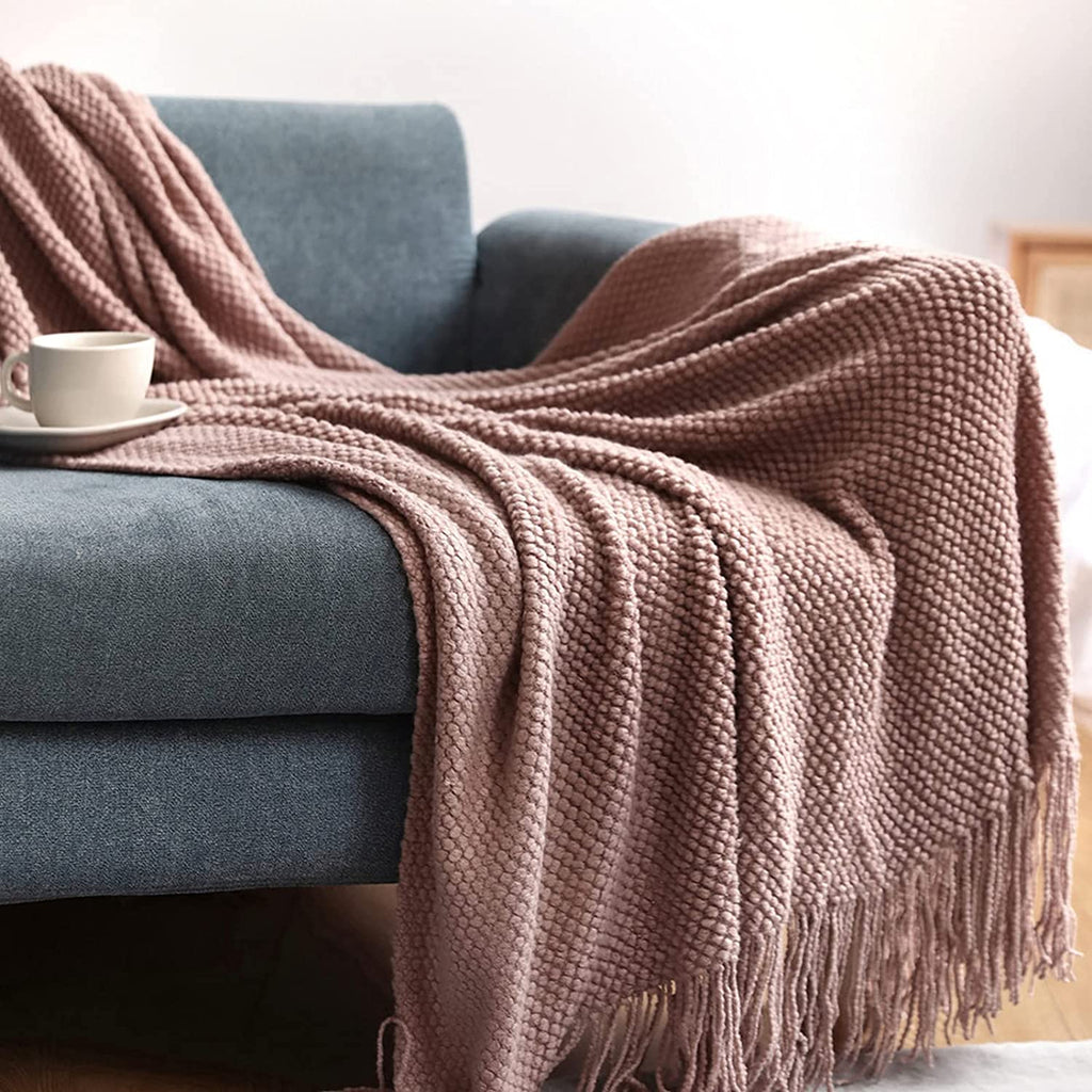 Lounge Sofa & Bed Throw/ Blanket-Rose Pink Embossed
