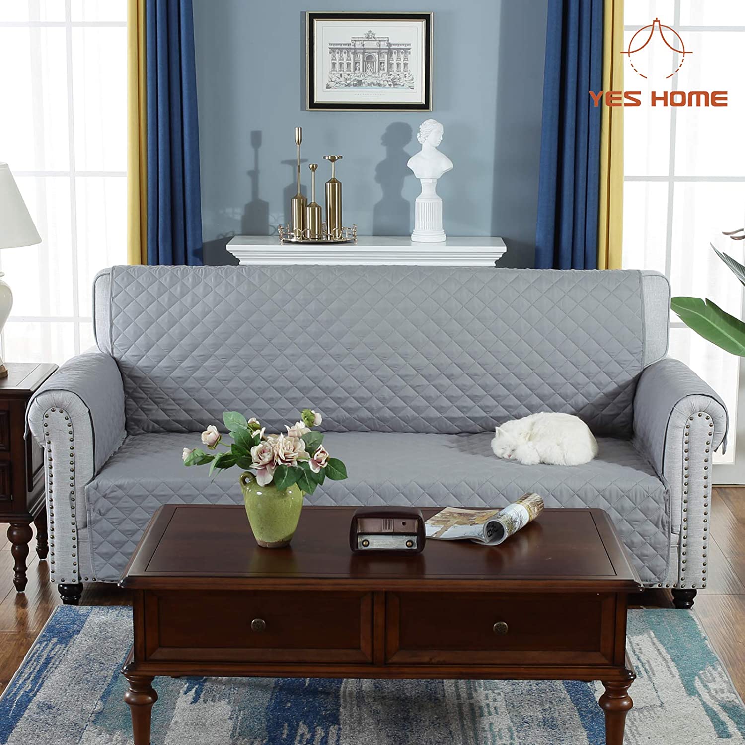 Quilted Sofa Cover-Sliver Sofa Cover Apricot