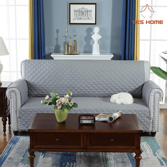 Quilted Sofa Cover-Sliver Sofa Cover Apricot