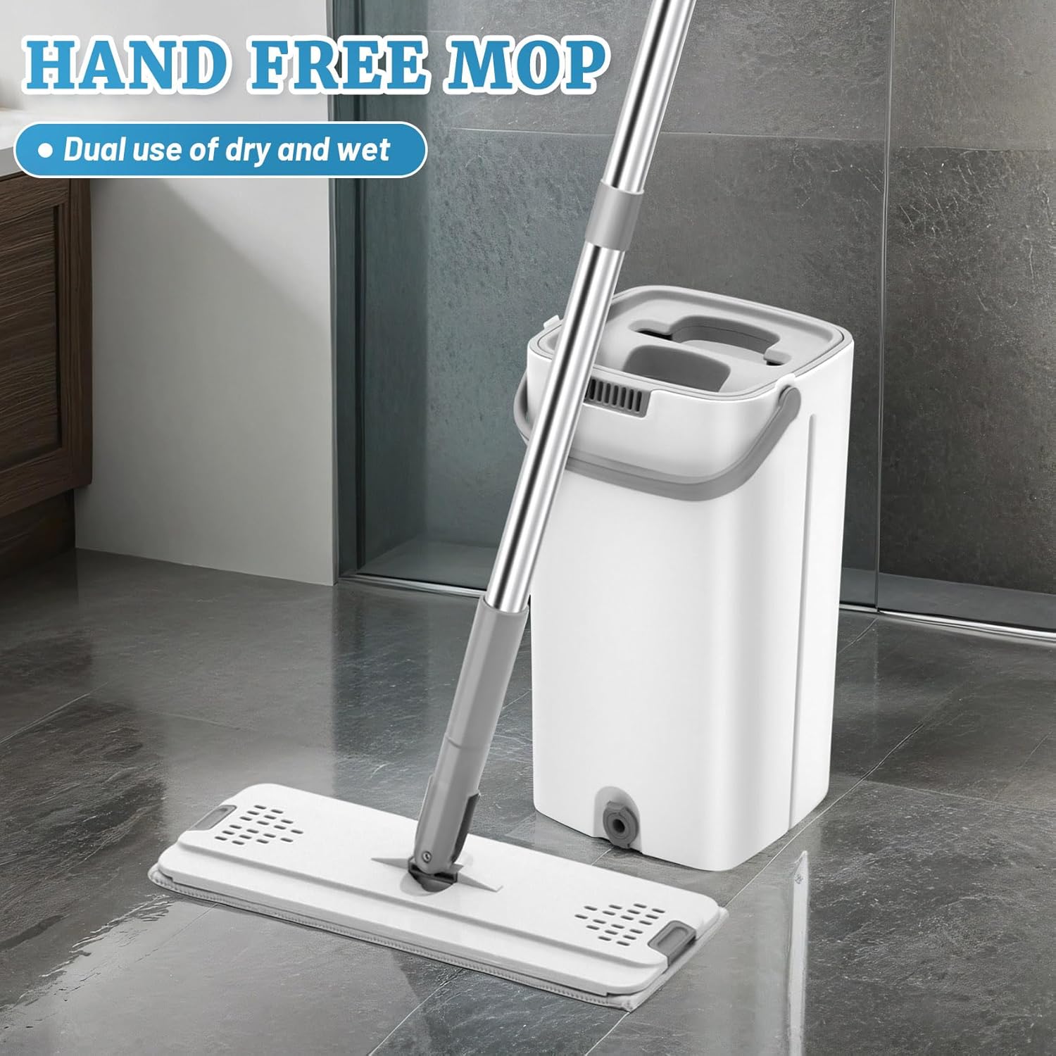 Flat Floor Mop With Bucket-SA2408-126 Bath Mats Apricot