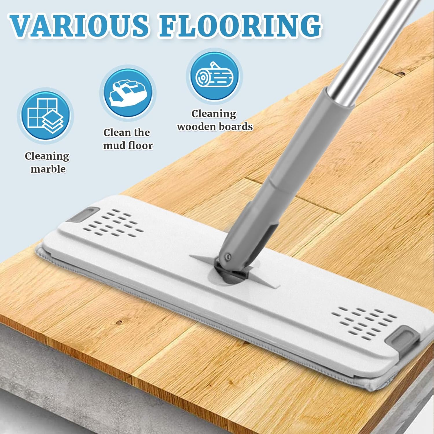 Flat Floor Mop With Bucket-SA2408-126 Bath Mats Apricot