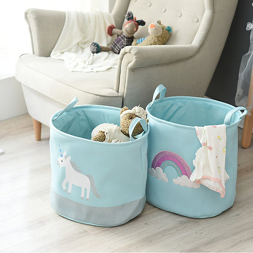 Kids Collapsible Laundry Basket Unicorn5402-Blue