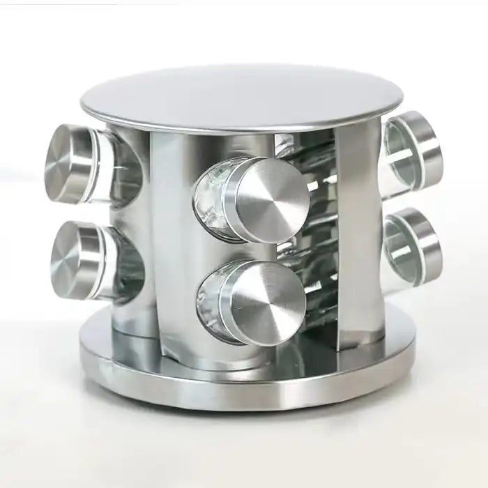 8 PCs Stainless steel Rotatable Spice Jar-(5329) Sliver Spice and sugar Jar Apricot   