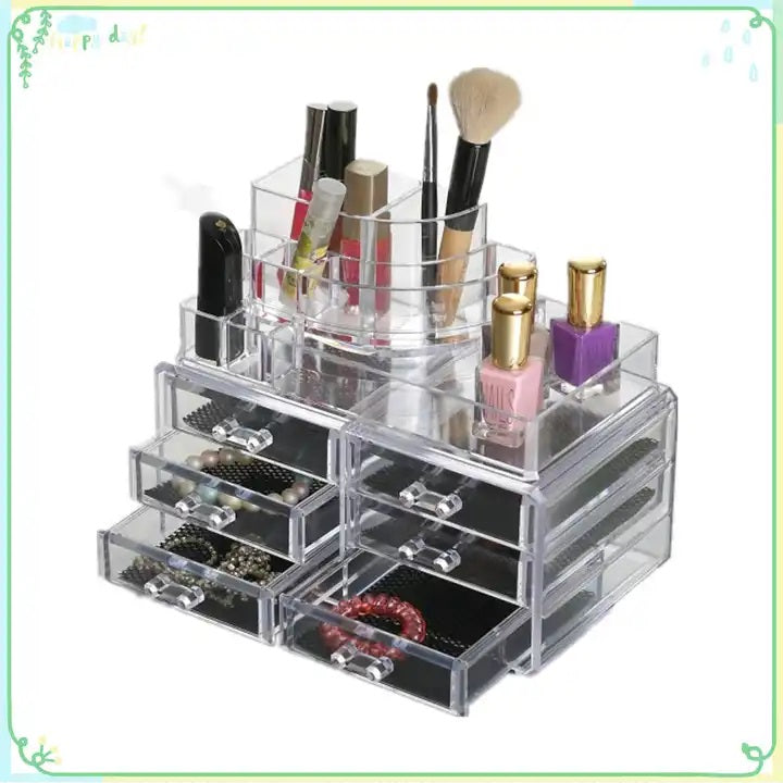 Acrylic 6 Drawers Makeup Organizer-(5300)Transparent Cosmetic Organizer Apricot   