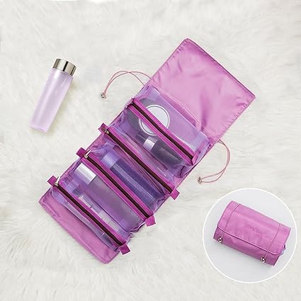 Adjustable Makeup Cosmetic Bag5448-Purple Cosmetic Organizer Apricot   