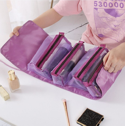 Adjustable Makeup Cosmetic Bag5448-Purple Cosmetic Organizer Apricot   