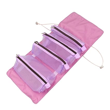 Adjustable Makeup Cosmetic Bag5448-Purple Cosmetic Organizer Apricot   