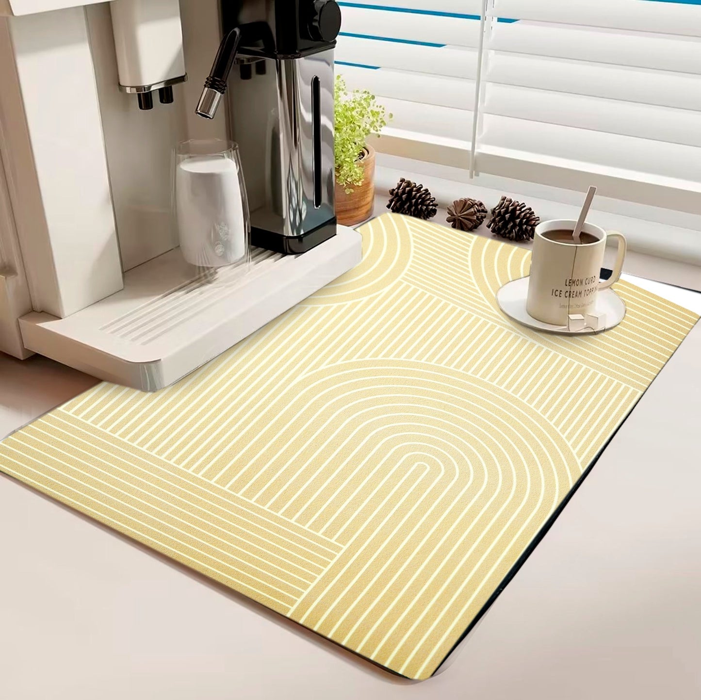 Anti Slip Dish Drying Mat-Beige Pattern (5951) Rugs Apricot   