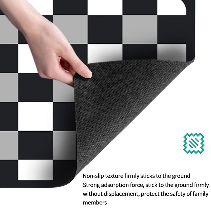 Anti Slip Dish Drying Mat-Black Chess Rugs Apricot