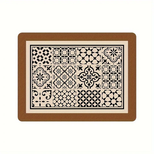 Anti Slip Dish Drying Mat-Ethnic pattern Rugs Apricot   