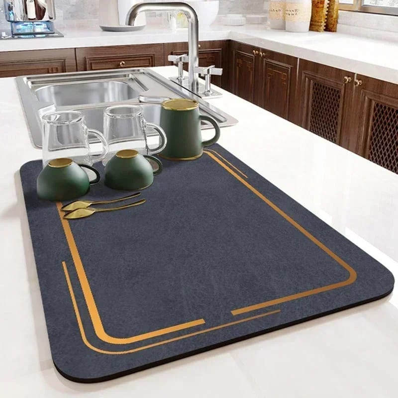 Anti Slip Dish Drying Mat-Golden Border (5398) Rugs Apricot   