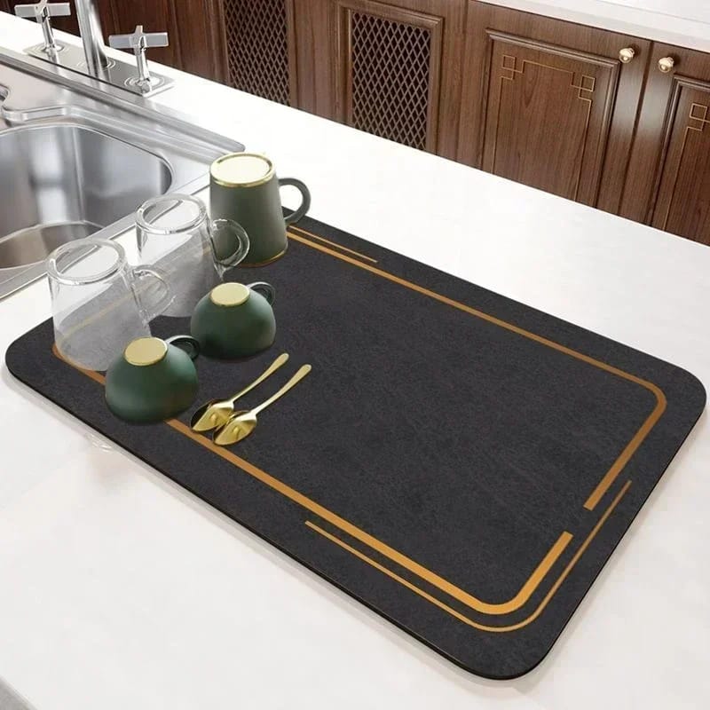 Anti Slip Dish Drying Mat-Golden Border (5398) Rugs Apricot   