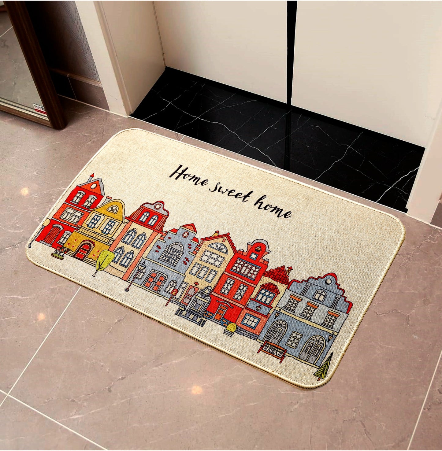 Anti-Slip Door Mat(311)-5410Home Sweet Home Door Mats Apricot   