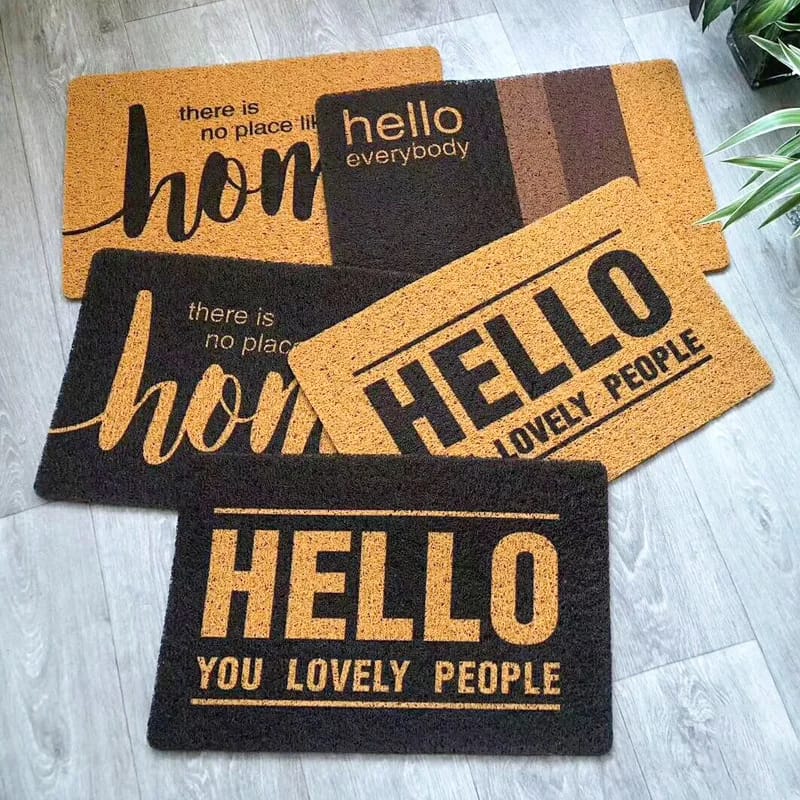 Anti-Slip Door Mat(312)5404-Hello Everybody Door Mats Apricot   