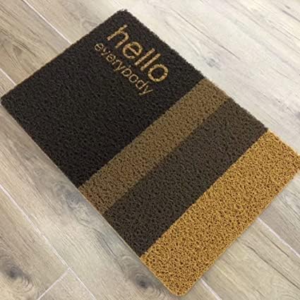 Anti-Slip Door Mat(312)5404-Hello Everybody Door Mats Apricot   