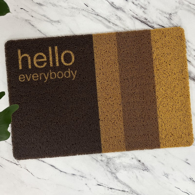 Anti-Slip Door Mat(312)5404-Hello Everybody Door Mats Apricot   