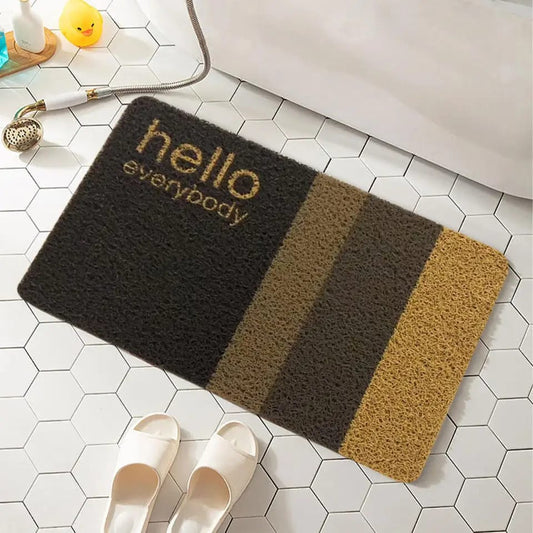 Anti-Slip Door Mat(312)5404-Hello Everybody Door Mats Apricot   