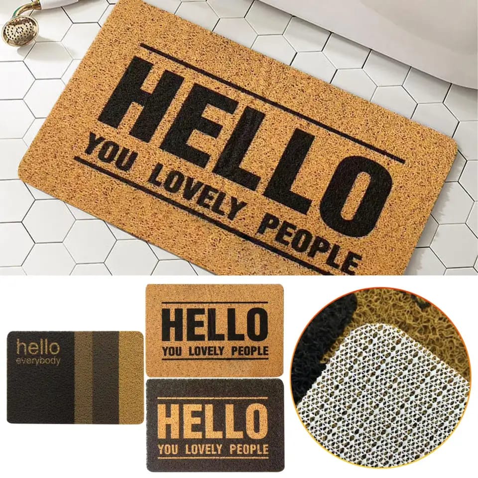 Anti-Slip Door Mat(312)-Hello Door Mats Apricot   