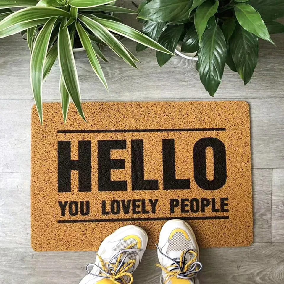 Anti-Slip Door Mat(312)-Hello Door Mats Apricot   