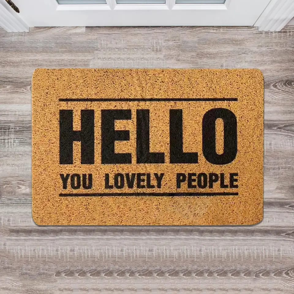 Anti-Slip Door Mat(312)-Hello Door Mats Apricot   