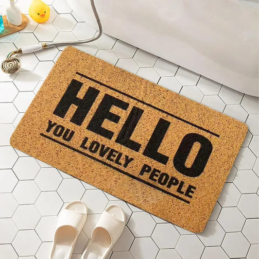 Anti-Slip Door Mat(312)-Hello Door Mats Apricot   