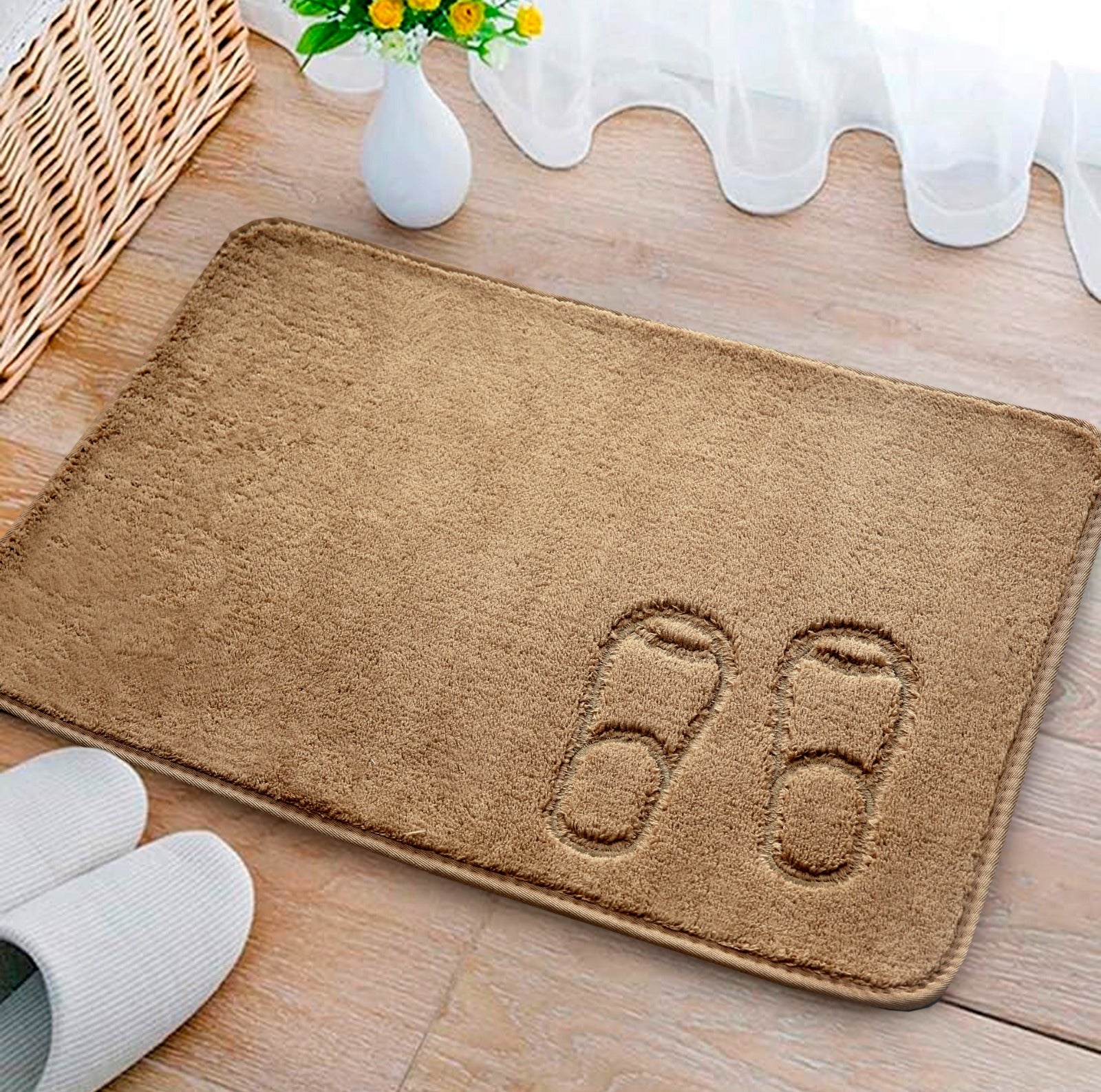 Anti-Slip Door Mat(318)-Beige Feet Door Mats Apricot   