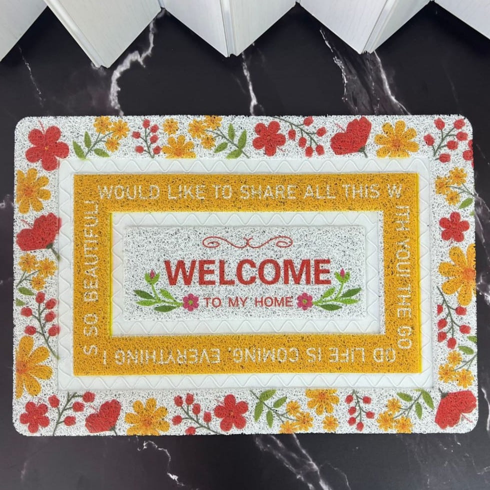 Anti-Slip Door Mat- (5326)Welcome Slush Door Mats Apricot   