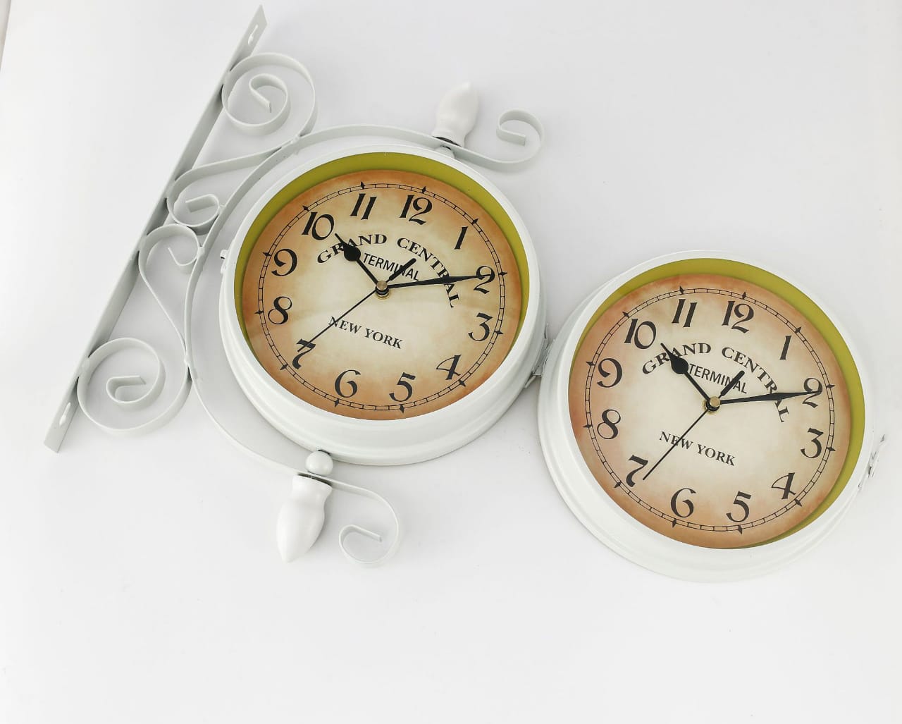 Antique Style Double Sided Wall Clock-White Clock Apricot   