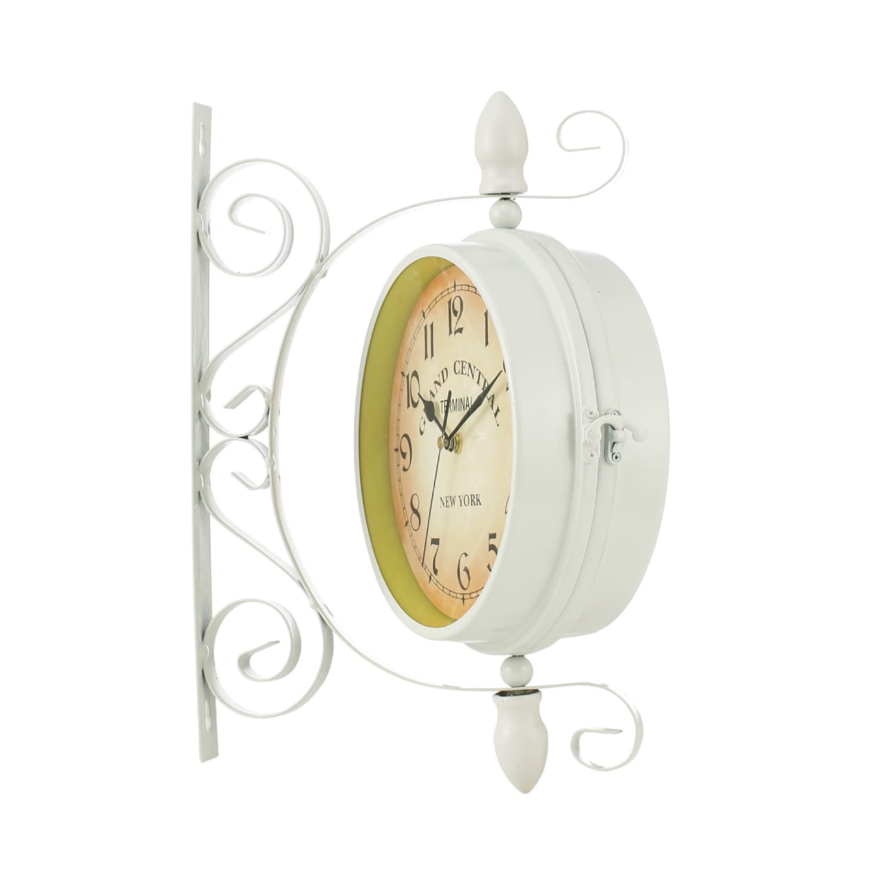 Antique Style Double Sided Wall Clock-White Clock Apricot   