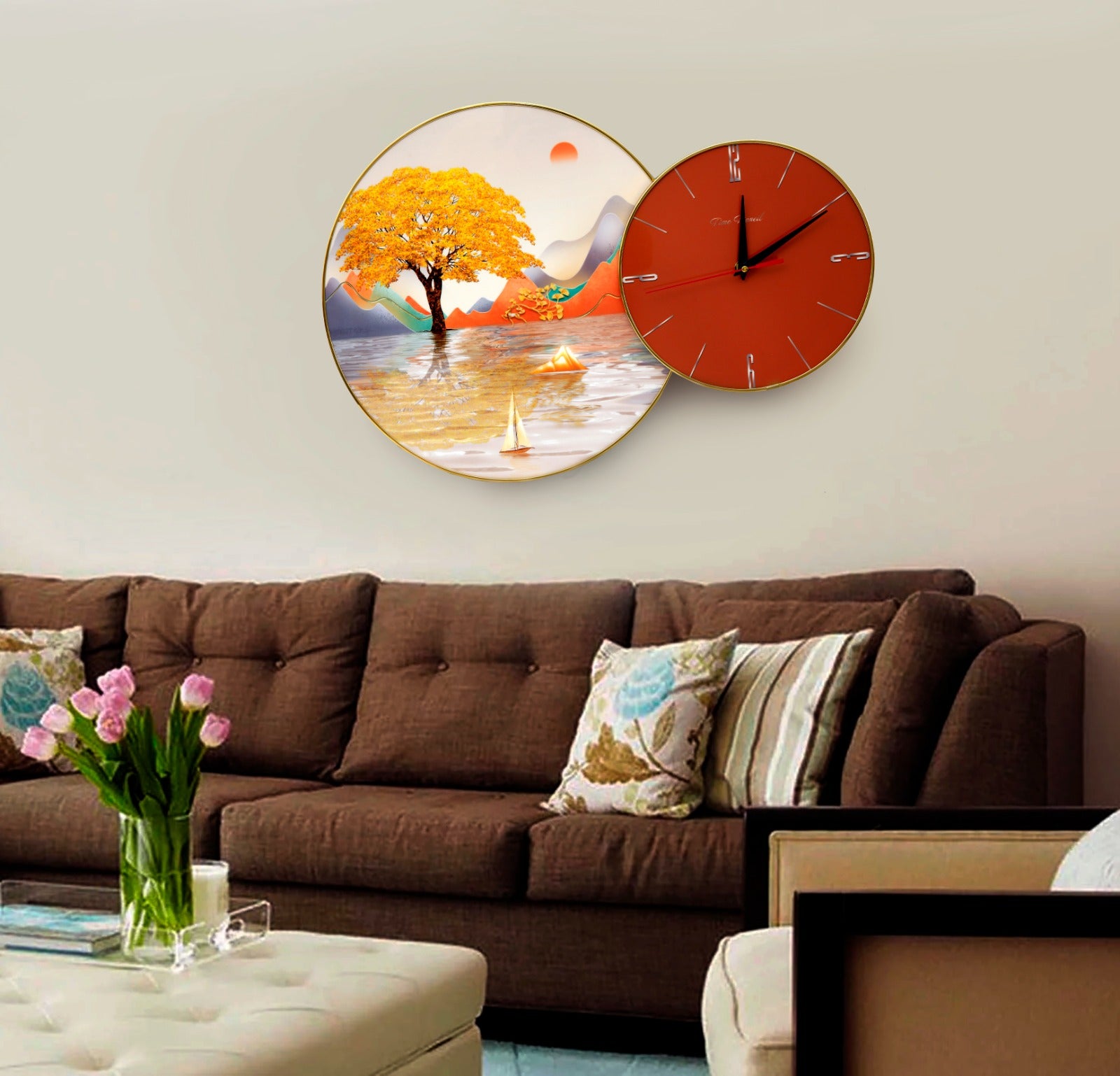 Autumn tree Frame with13581 Clock Clock Apricot   