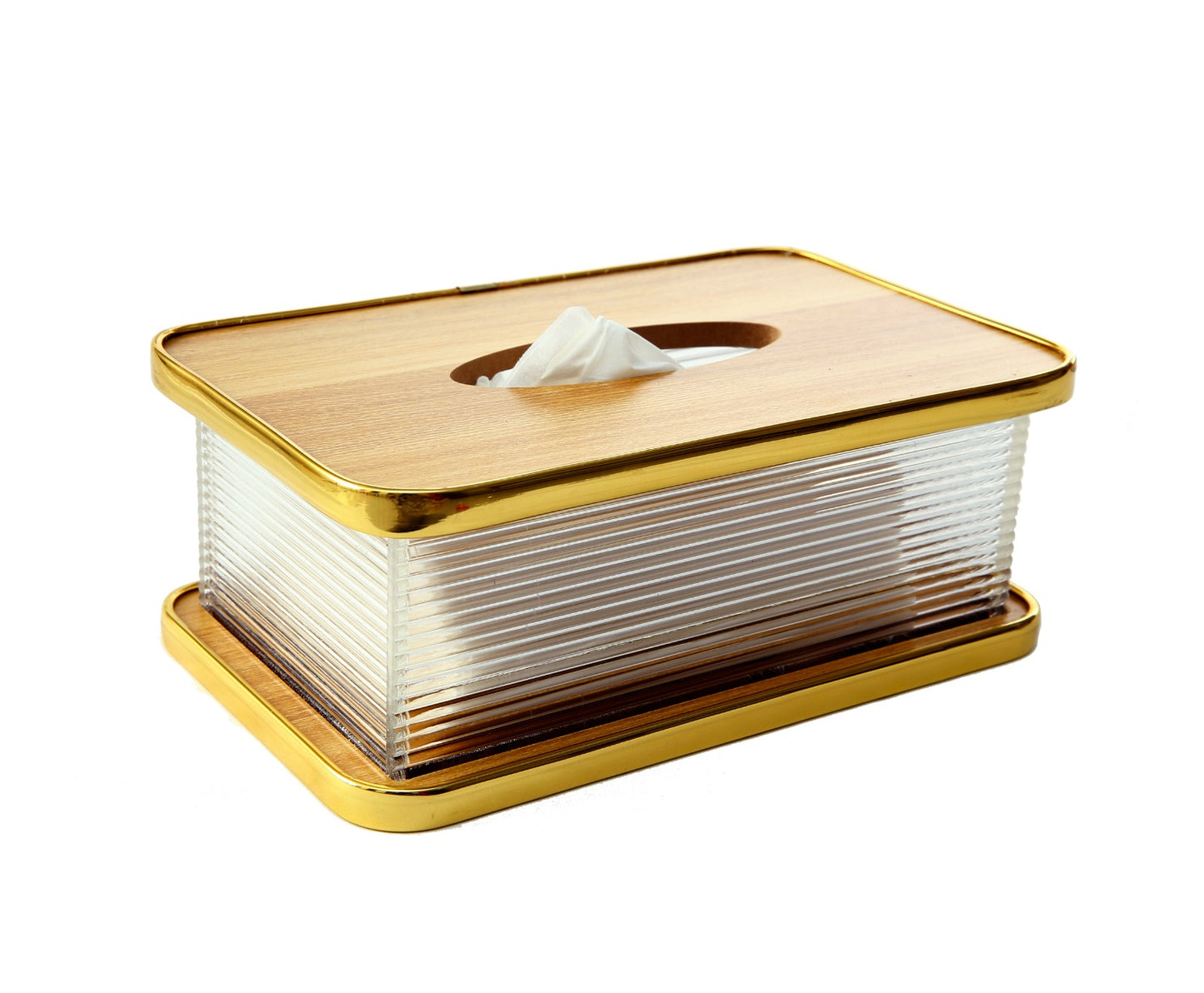 Bamboo Lid Tissue Paper Box Double Walled 5439-SA2403-12 Tissue Box Apricot   