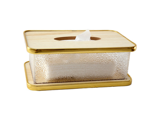 Bamboo Lid Tissue Paper Box Double Walled-SA2403-14 Tissue Box Apricot   