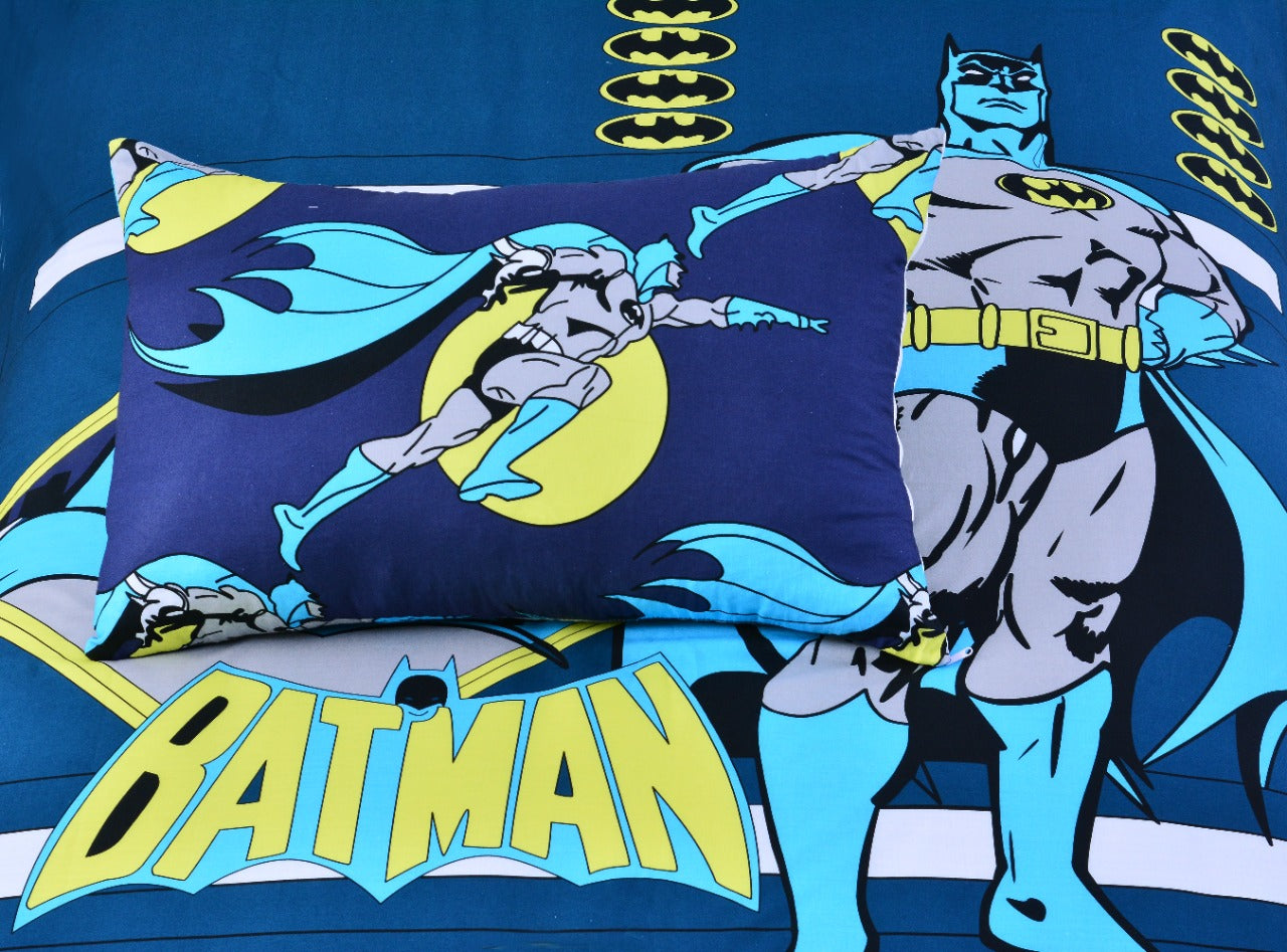 2Pcs Digital Printed Single Bed Sheet- Batman single bed sheet Apricot