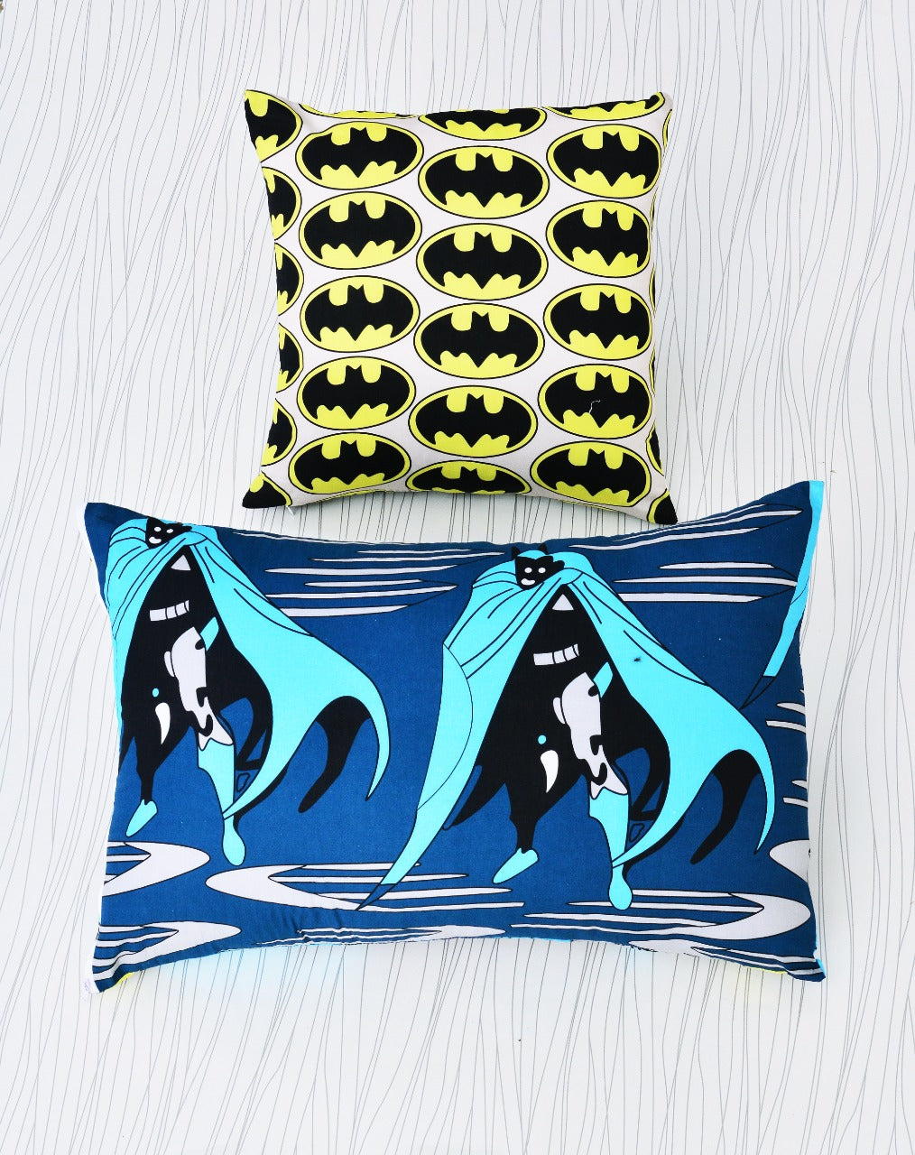 2Pcs Digital Printed Single Bed Sheet- Batman single bed sheet Apricot