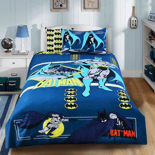 2Pcs Digital Printed Single Bed Sheet- Batman single bed sheet Apricot