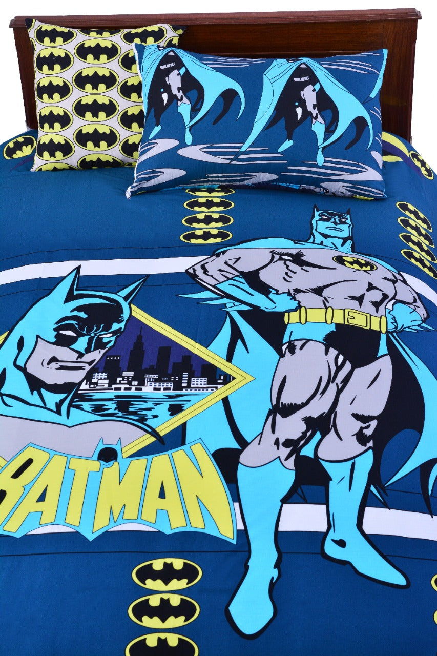 2Pcs Digital Printed Single Bed Sheet- Batman single bed sheet Apricot