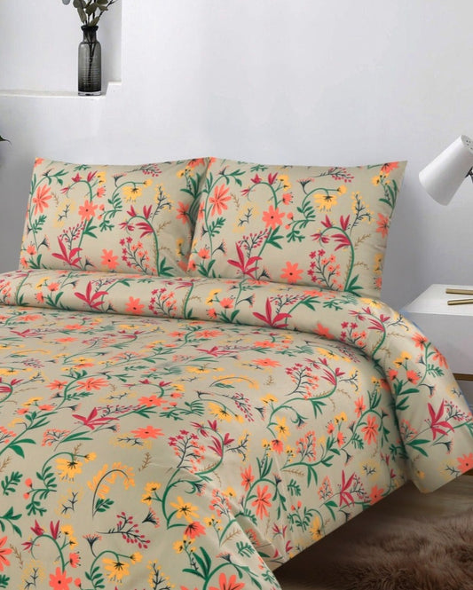 Bed Sheet Single - (5386)Orange Lilly single bed sheet Apricot   