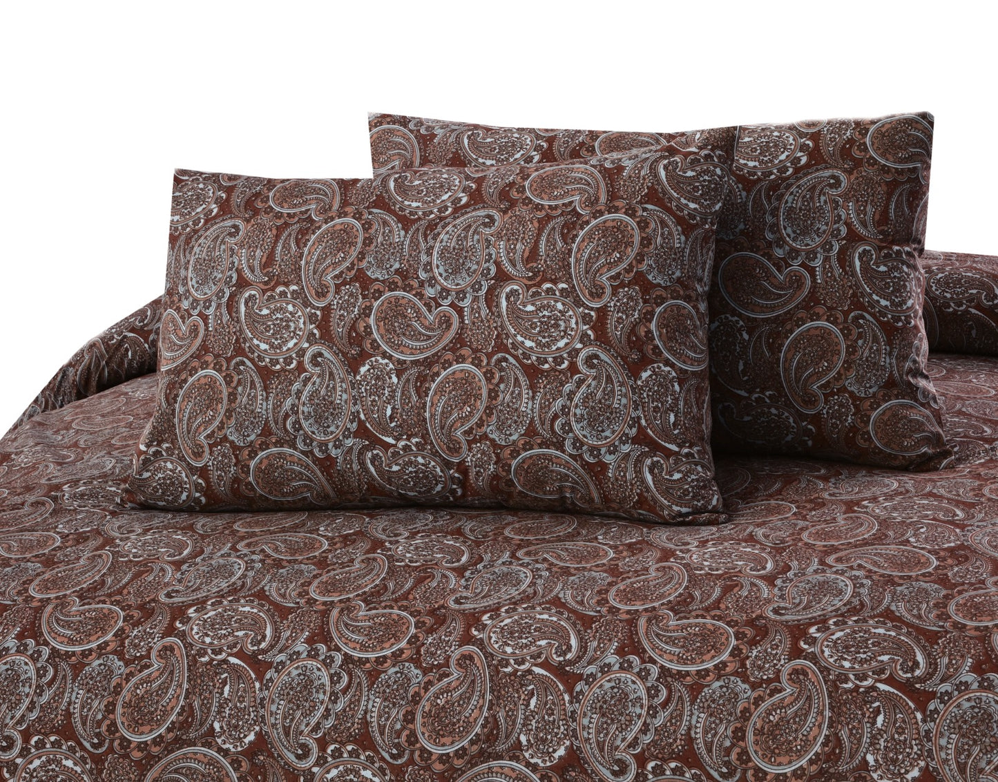 2Pcs Single Bed Sheet-Maroon Paisleys single bed sheet Apricot   