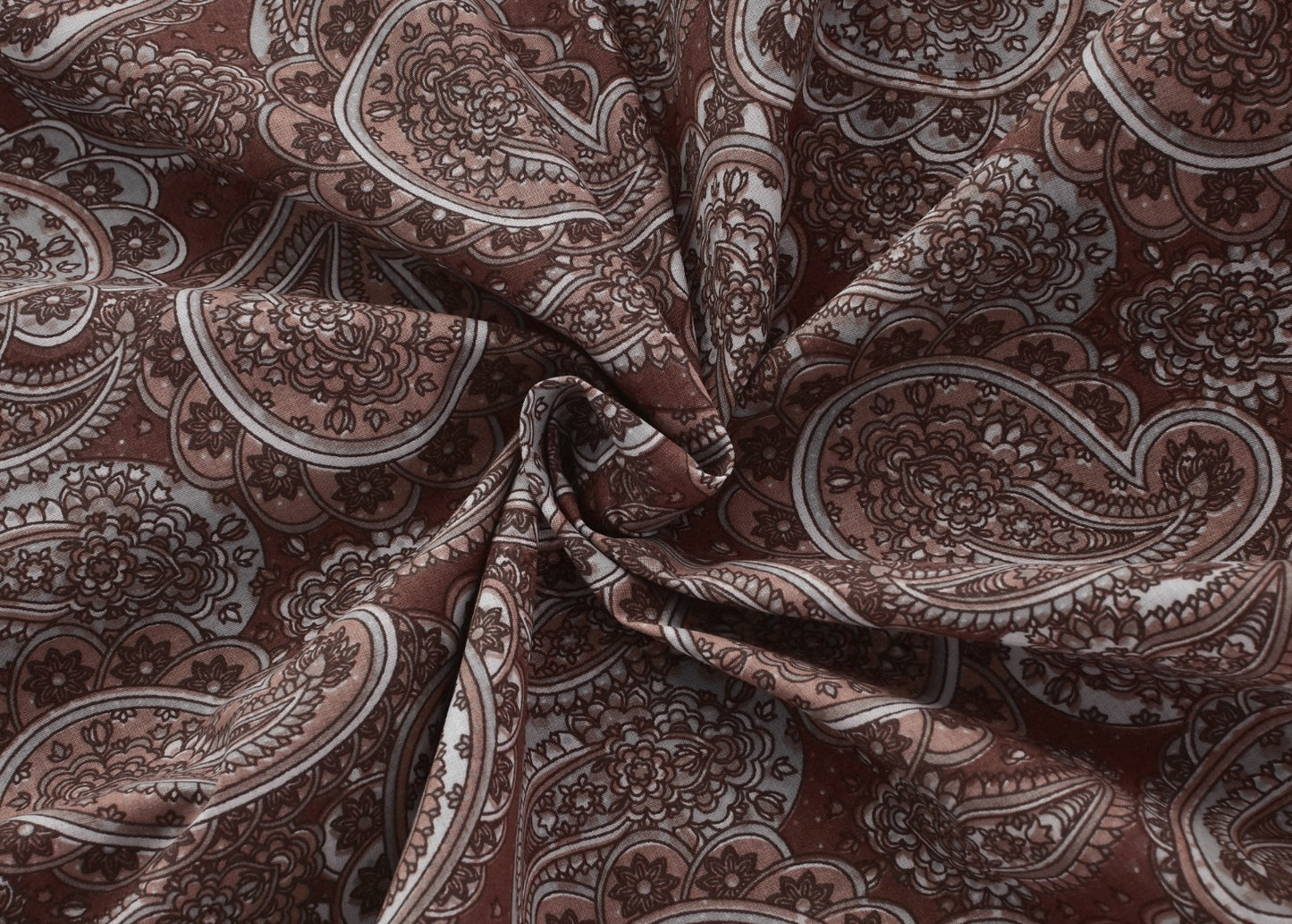 2Pcs Single Bed Sheet-Maroon Paisleys single bed sheet Apricot   