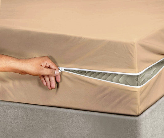 Zipper Mattress Cover- Beige Protectors Apricot