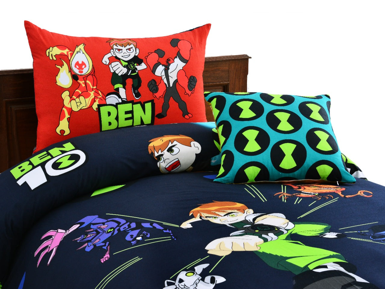 2Pcs Digital Printed Single Bed Sheet- Ben10 single bed sheet Apricot