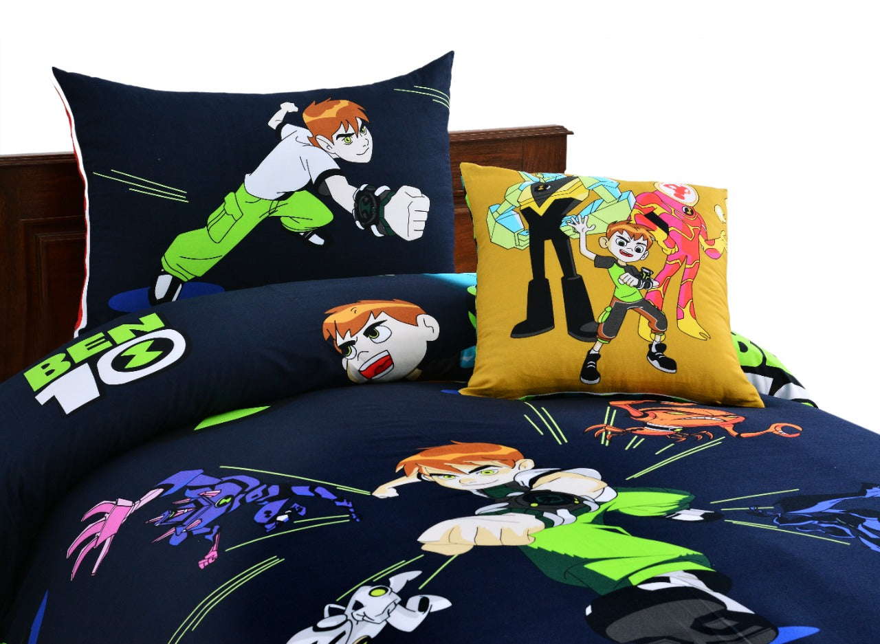 2Pcs Digital Printed Single Bed Sheet- Ben10 single bed sheet Apricot