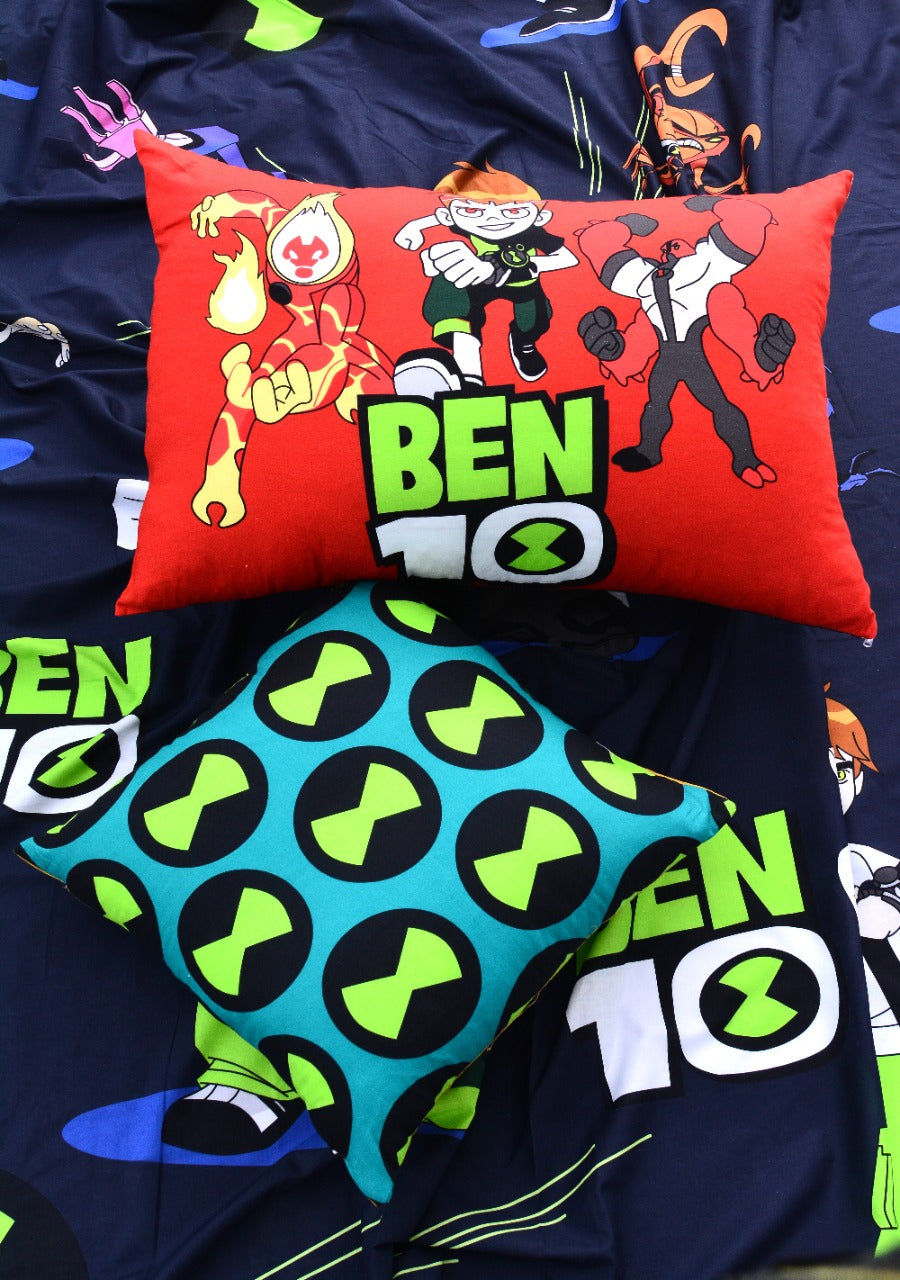 2Pcs Digital Printed Single Bed Sheet- Ben10 single bed sheet Apricot