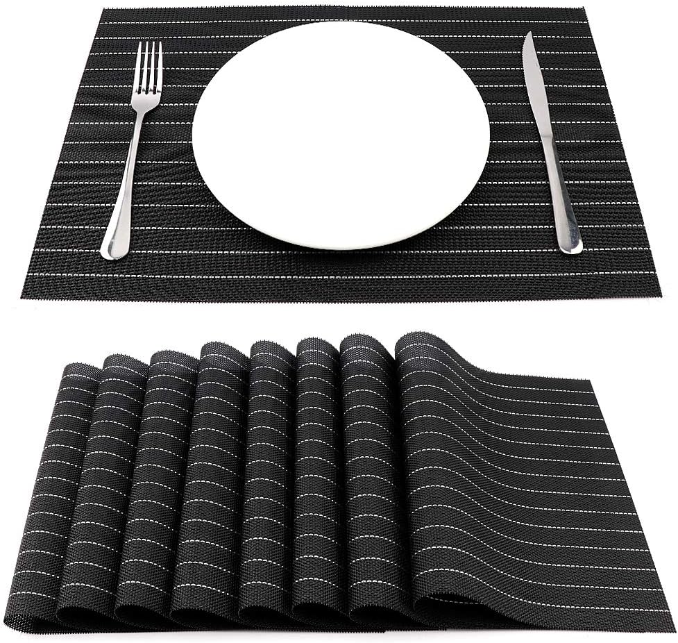 PVC Table Place Mats-Black Stripes