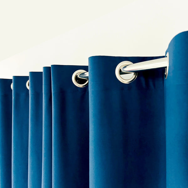 Plain Dyed Laminated Curtain- Navy Blue