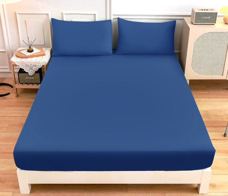 Fitted Bed Sheet-Navy Blue Fitted Sheets Apricot