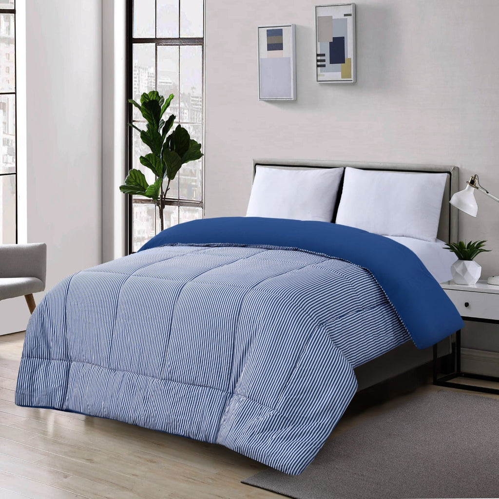 1 PC Double Winter Comforter-Blue Stripes