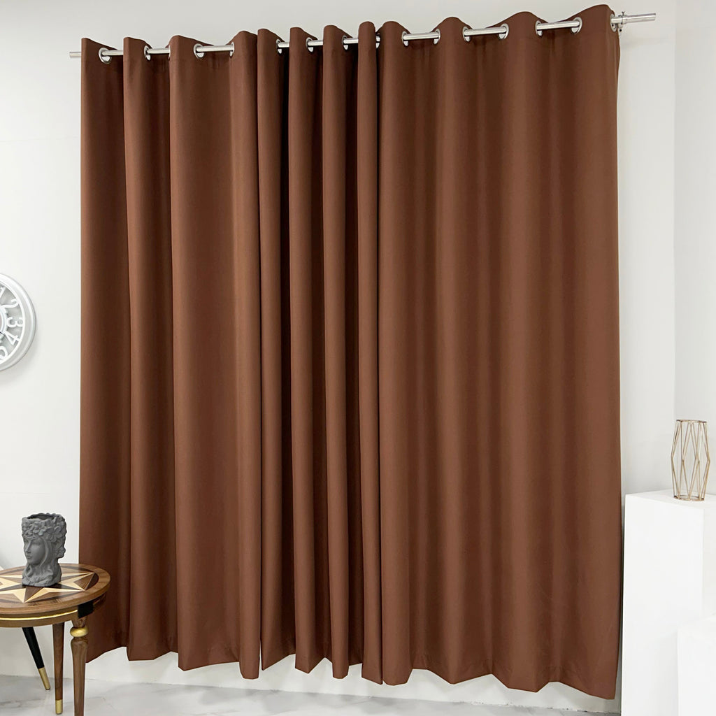 Plain Dyed Laminated Curtain- Brown