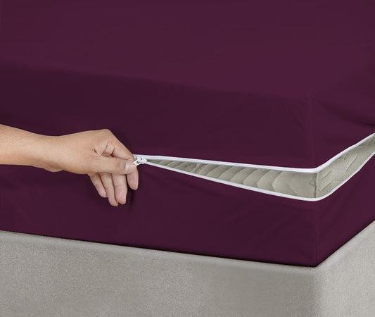 Zipper Mattress Cover Printed-Plum Protectors Apricot